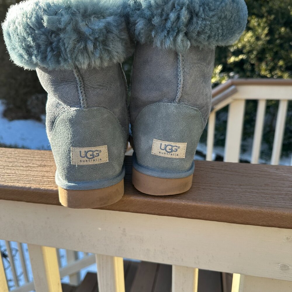 UGG Classic Short 5825 Blue Suede Round Toe Pull On Snow Boots Women Sz 11 - Picture 14 of 16